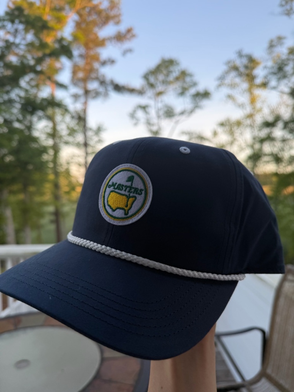 2026 Masters Hat Navy Masters Golf Cap with Rope Trim and Retro Masters Logo
